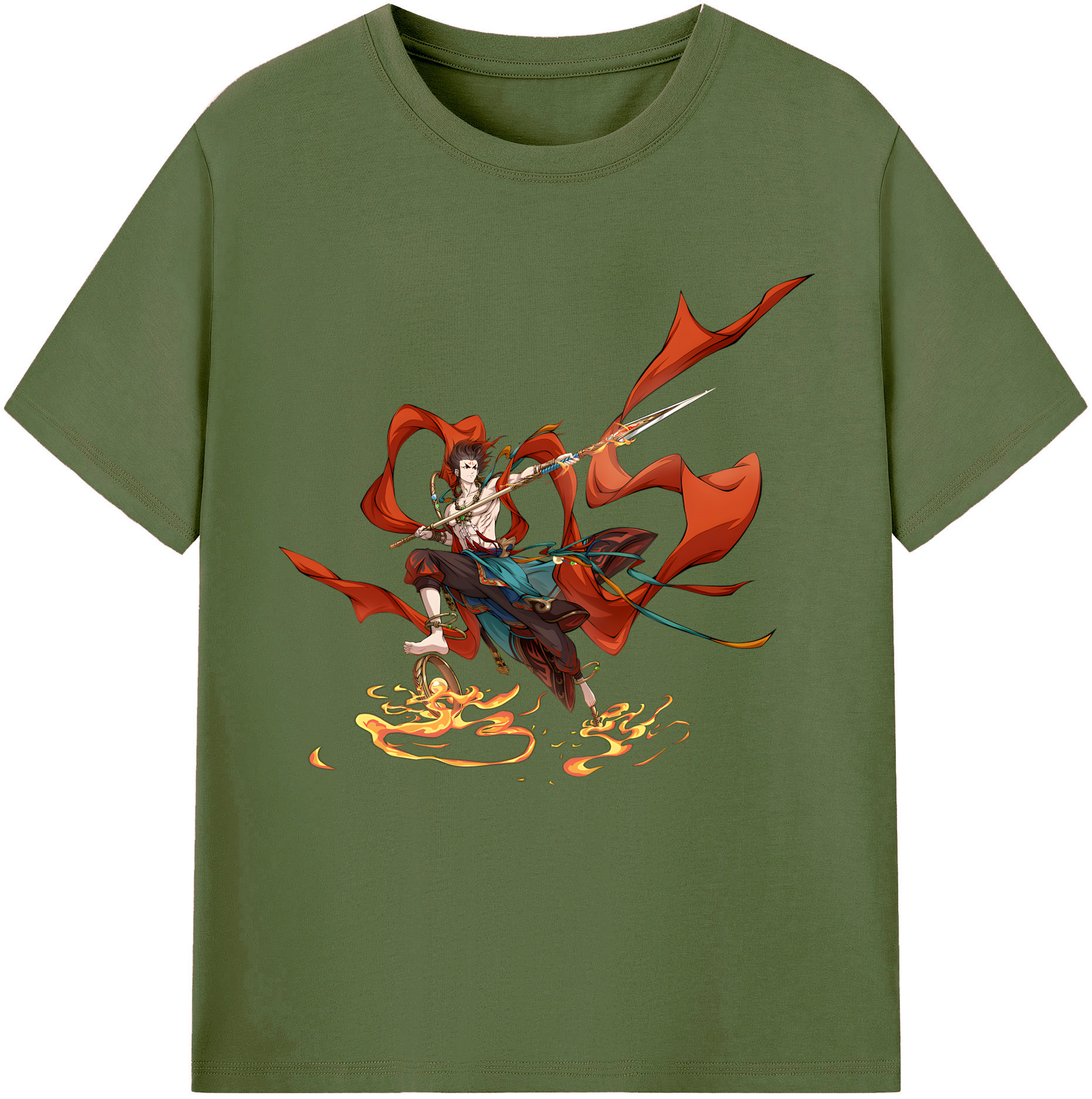 （画像用） Ne Zha 2 ナタ 魔童の大暴れ 綿100％半袖Tシャツ（フロントプリント）